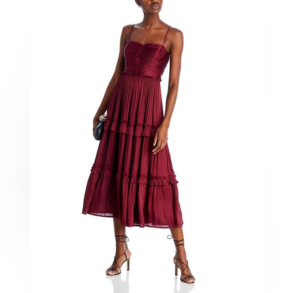Bloomingdale’s Aqua Ruched Top Midi Dress